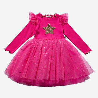 Petite Hailey Frill LS Tutu Dress - Magenta, Petite Hailey, Birthday Girl, Birthday Girl Outfit, cf-size-10, cf-size-2, cf-size-3, cf-size-4, cf-size-5, cf-size-6, cf-size-8, cf-type-dresses,
