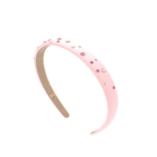 Bari Lynn Thin Swarovski Crystal Satin Headband - Pink