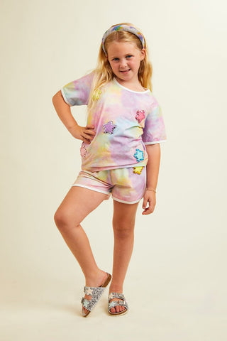 Mini Dreamers Galaxy Stars Tie Dye Top And Shorts Set
