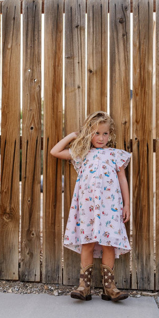 Alto Modas Girls Sunday Dress - Pink Cowgirl