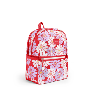 State Bags Kane Double Pocket Backpack - Ruby Floral Floral-patterned backpack on a white background
