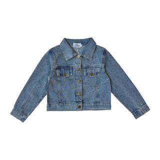 Lola and The Boys Rainbow Sparkle Denim Jacket
Blue denim jacket on a white background