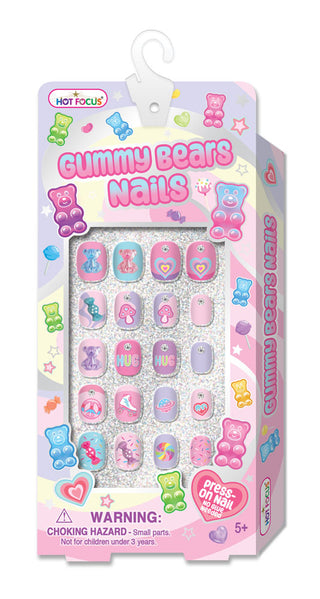 Hot Focus Gummy Bear Press On Nails 
Gummy Bears Nails toy set packaging with colorful design on a white background