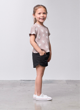 Little Bipsy Ruffle Cotton Twill Short - Black