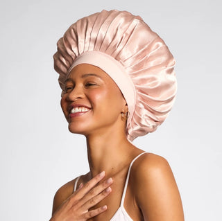 Kitsch Adjustable Oversized Satin Bonnet - Blush