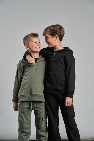 Little Bipsy Henley Hoodie - Black