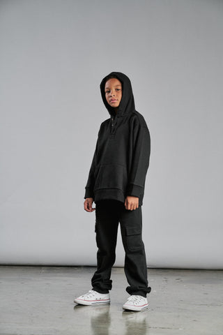 Little Bipsy Henley Hoodie - Black