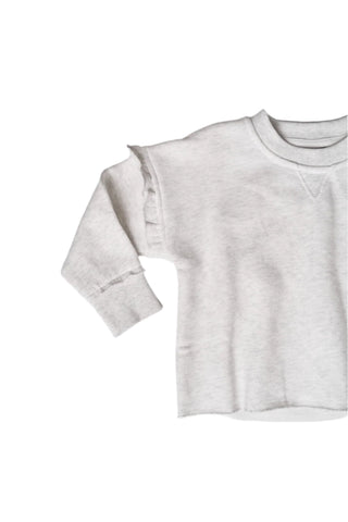 Little Bipsy Ruffle Crewneck - Grey