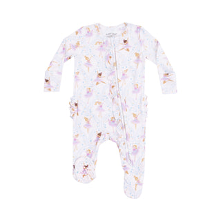 Angel Dear 2 Way Zipper Ruffle Footie - Bow Ballerinas