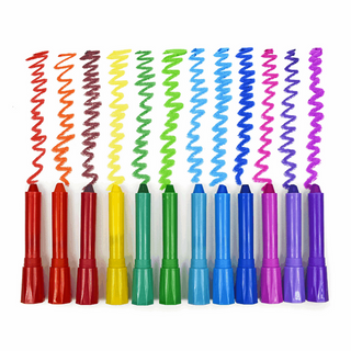 Hair Coloring Chalk - 12 Pack Set
Set of colorful markers with spiral designs on a white background