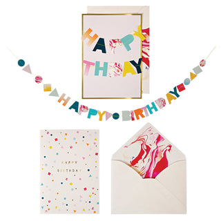 Meri Meri Marble Birthday Garland Card
