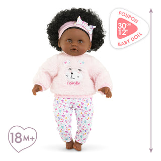 Corolle 12" Doll - Bébé Calin - Caroline
Baby doll with pink outfit and floral pants, standing on a white background