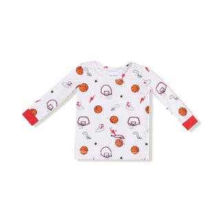 Angel Dear Long Sleeve Loungewear Set - Basketball
Children's long-sleeve shirt with sports-themed pattern on a white background