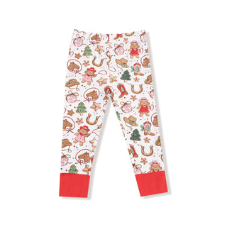 Angel Dear Long Sleeve Loungewear Set - Cowgirl Christmas
Children's leggings with gingerbread man and candy cane pattern on a white background