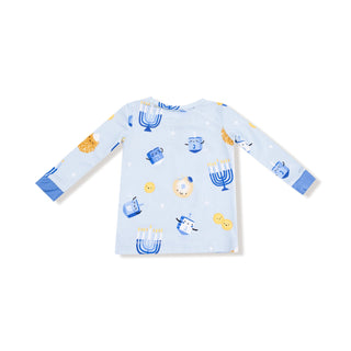 Angel Dear Long Sleeve Loungewear Set - Hanukkah Blue
Children's long-sleeve shirt with Hanukkah-themed design on a white background