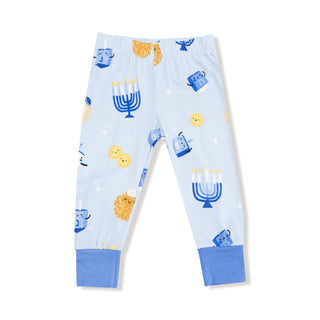 Angel Dear Long Sleeve Loungewear Set - Hanukkah Blue
Children's pajama pants with Hanukkah-themed design on a white background