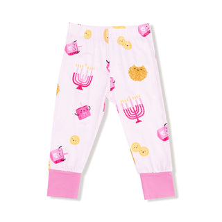 Angel Dear Long Sleeve Loungewear Set - Hanukkah Pink
Children's leggings with festive pattern on a white background