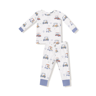 Angel Dear Long Sleeve Loungewear Set - Zooming Golf Carts
Children's pajama set with vehicle pattern on a white background