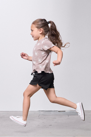 Little Bipsy Ruffle Cotton Twill Short - Black