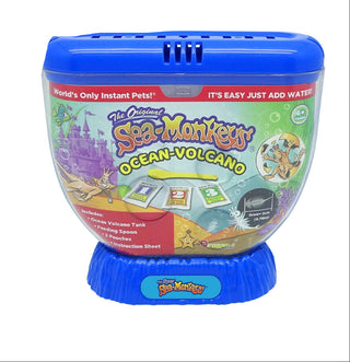 Blue Schylling The Sea-Monkeys Ocean Volcano Three Sea Monkeys Ocean Volcano toys in different colors on a white background