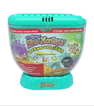 Schylling Green The Sea-Monkeys Ocean Volcano Three Sea Monkeys Ocean Volcano toys in different colors on a white background