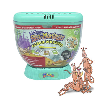 Schylling The Sea-Monkeys Ocean Volcano Sea-Monkeys Ocean-Volcano toy with packaging and cartoon sea-monkey figures on a white background