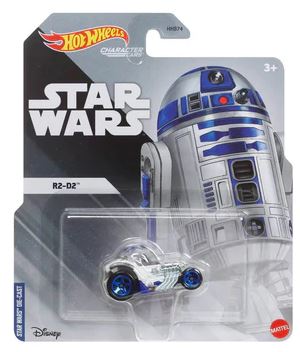 R2-D2 Hot Wheels R2-D2 toy car in packaging with Star Wars branding2 Mattel Hot Wheels Blockbuster Star Wars Diecast