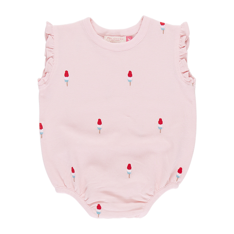Pink Chicken Baby Girls Phoebe Bubble - Pink Rocket Pop Embroidery