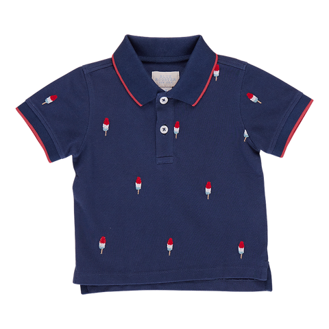 Blue Rooster Boys Alec Shirt - Navy Rocket Pop Embroidery