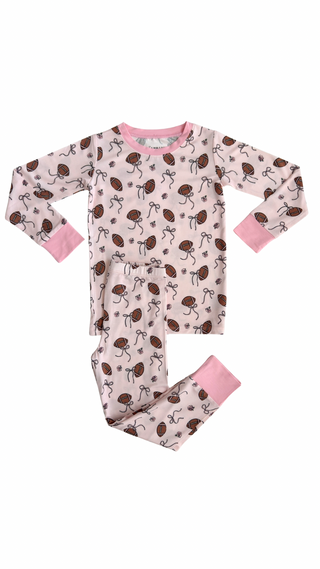 In My Jammers Blush Football Two Piece Set
Children's pajama set with hedgehog pattern on a white background