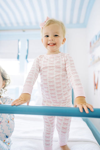 The Uptown Bamboo Long Sleeve Pajama Set - Pink Bows