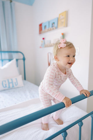 The Uptown Bamboo Long Sleeve Pajama Set - Pink Bows