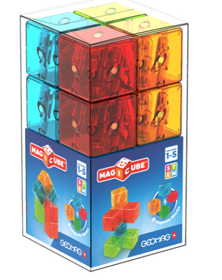 Geomag Magicube Gems Crystal 8pc Set
Stack of colorful transparent cube puzzles in a GeoPeg packaging on a white background