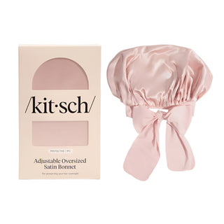 Kitsch Adjustable Oversized Satin Bonnet - Blush