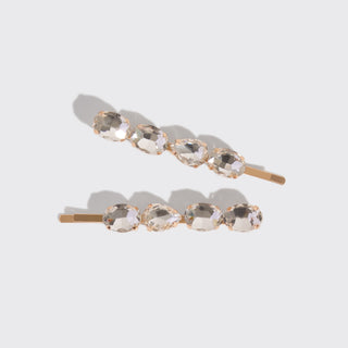 Kitsch Holiday Gemstone Bobby Pins 2pc Set
Two crystal hair pins on a light gray background