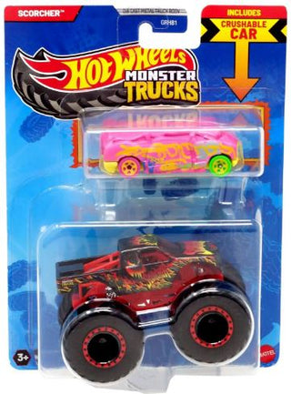 Mattel, Mattel Hot Wheels Monster Truck 1:64 with Crushable Car - Basically Bows & Bowties