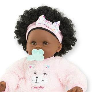 Corolle 12" Doll - Bébé Calin - Caroline
Doll with curly hair, pink headband, and pink outfit with bear design on a white background