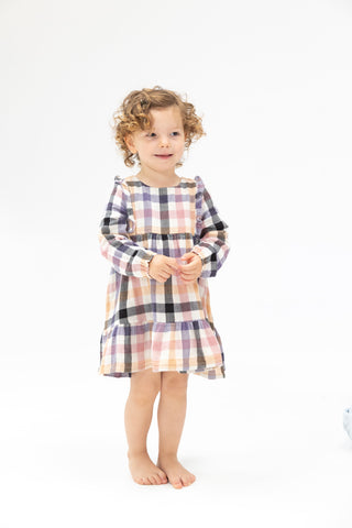 Angel Dear Ruffle Tiered Dress & Ribbed Legging Set - Harvest Plaid