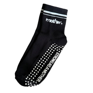 Mother. Throwback Half Crew Striped Grip Socks - Black