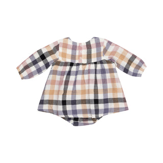 Angel Dear Smocked Ruffled Bubble w/Skirt - Harvest Plaid