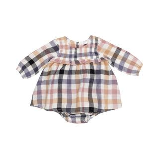 Angel Dear Smocked Ruffled Bubble w/Skirt - Harvest Plaid