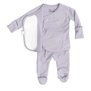 Bonsie Footie - Hush Sky
Light purple baby outfit with a jacket and pants on a white background