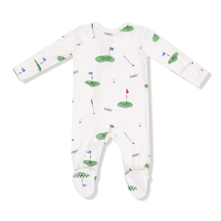 Angel Dear Footie with Zipper - All Fore Golf
Baby onesie with golf-themed print on a white background