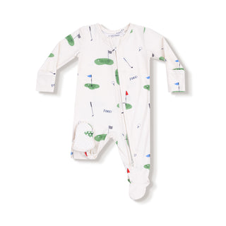 Angel Dear Footie with Zipper - All Fore Golf
Baby onesie with golf-themed print on a white background