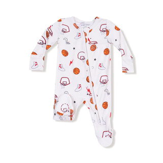 Angel Dear Footie with Zipper - Basketball
Baby onesie with sports-themed pattern on a white background