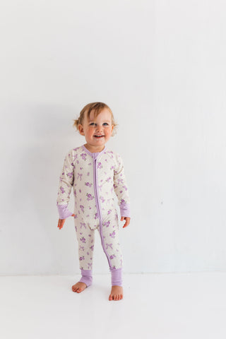 In My Jammers Purple Isabelle Zipper Romper