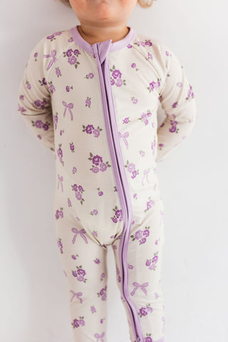 In My Jammers Purple Isabelle Zipper Romper