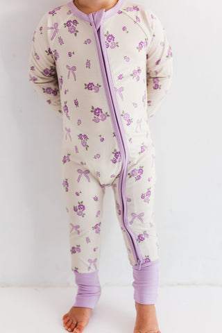 In My Jammers Purple Isabelle Zipper Romper