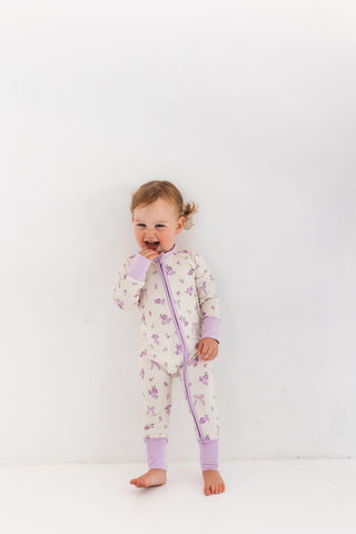 In My Jammers Purple Isabelle Zipper Romper