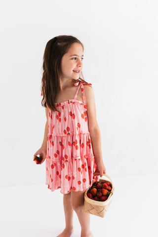 In My Jammers Red Strawberry Tier Twirl Dress